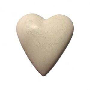 HEART VALENTINE-Vintage Carved White Stone Heart Paperweight Decore 2.75" X 2.5"